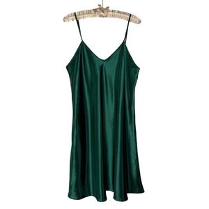 Vintage Solange Satin 14/18 L/XL Chemise Slip Dress Green‎ Made In Korea
